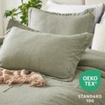 CozyLux King Size Comforter Set, 3 Pieces Heathered Olive Green Soft Luxury Comf... - Image 6