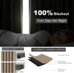 Topfinel 105 Inches Long Custom Black Out Faux Thick Linen Drapery Panels, Taupe... - Image 6