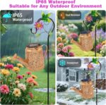 VOOKRY Solar Lights Outdoor Waterproof, Hummingbird Retro Metal Solar Watering C... - Image 6