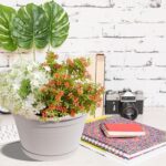 4 Pcs Hanging Planters,10" Hanging Pots Plastic Hanging Flower Plant Basket with... - Image 4