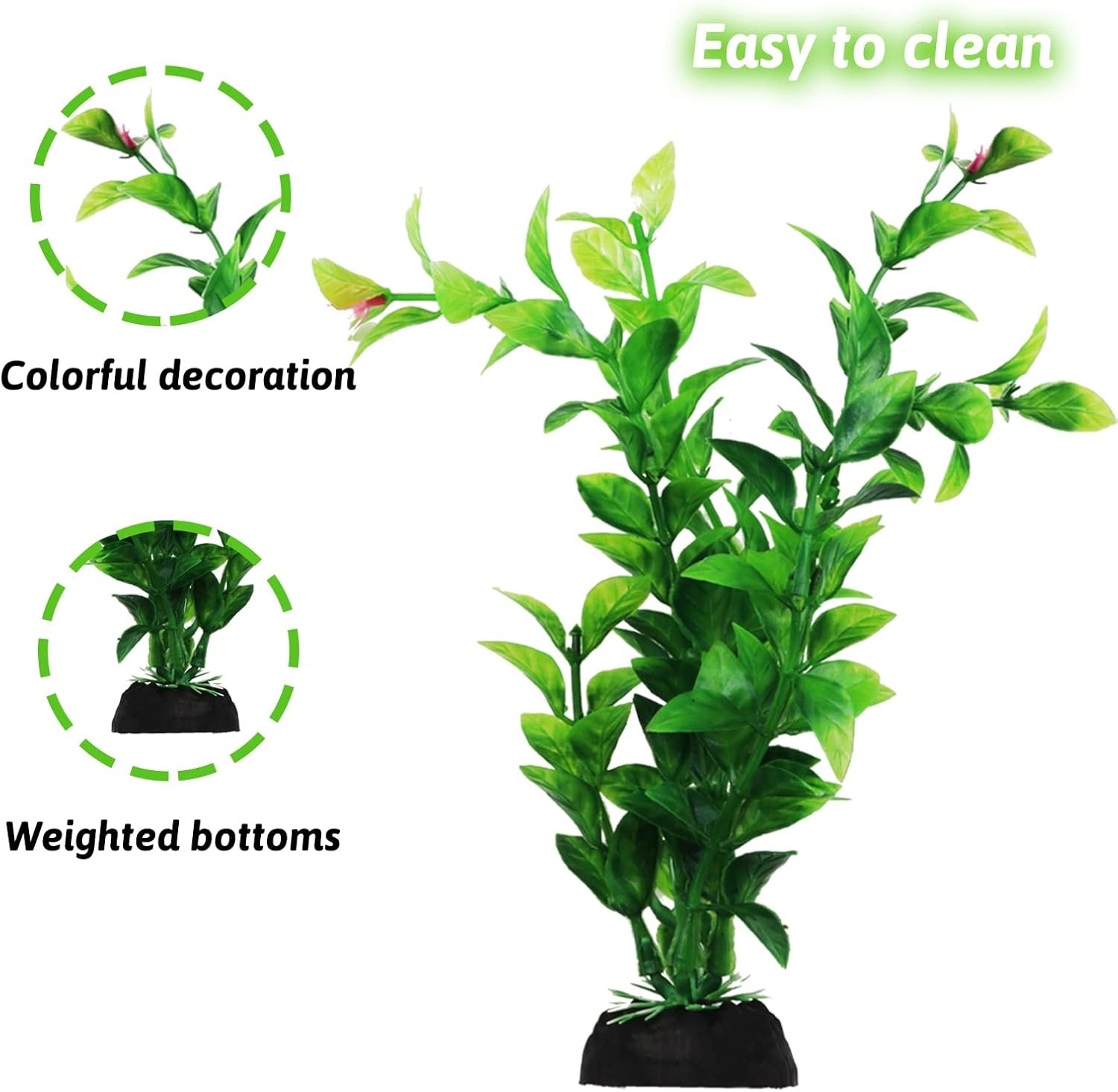 PietyPet Fish Tank Accessories Green Plants, 10pcs Green Fish Tank Decorations, ... - Image 4