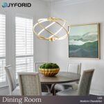 Gold Modern Chandelier with Remote Control, 48W 3-Color Temperature Dimmable LED... - Image 4