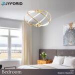 Gold Modern Chandelier with Remote Control, 48W 3-Color Temperature Dimmable LED... - Image 6