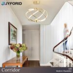 Gold Modern Chandelier with Remote Control, 48W 3-Color Temperature Dimmable LED... - Image 7