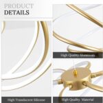 Gold Modern Chandelier with Remote Control, 48W 3-Color Temperature Dimmable LED... - Image 8