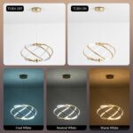 Gold Modern Chandelier with Remote Control, 48W 3-Color Temperature Dimmable LED... - Image 9