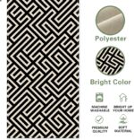Geometric Dining Table Runner, Black Beige Greek Key Modern Art Burlap Kitchen D... - Image 3