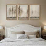 Framed Neutral Pine Tree 3 Piece Wall Art for Living Room, Abstract Modern Lands... - Image 8