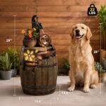 Water Fountain Outdoor 29" H Outside Floor 3 Tiered Rustic Barrel with Light, Pu... - Image 3