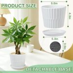 sietpoek Plant Pots - 5.5 Inch Cylinder Ceramic Planters with Connected Saucer, ... - Image 3