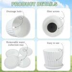 sietpoek Plant Pots - 5.5 Inch Cylinder Ceramic Planters with Connected Saucer, ... - Image 4