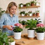 sietpoek Plant Pots - 5.5 Inch Cylinder Ceramic Planters with Connected Saucer, ... - Image 5