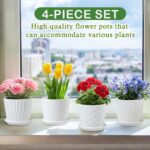 sietpoek Plant Pots - 5.5 Inch Cylinder Ceramic Planters with Connected Saucer, ... - Image 6
