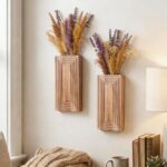 Wooden Wall Planter Vase,2 Pack Hanging Planter for Indoor Fake Plants Modern Bo... - Image 3