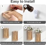 Wooden Wall Planter Vase,2 Pack Hanging Planter for Indoor Fake Plants Modern Bo... - Image 7