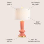 JONATHAN Y 27" Coral/Gold Painting Modern Ceramic Table Lamp for Bedroom Living ... - Image 3