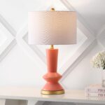 JONATHAN Y 27" Coral/Gold Painting Modern Ceramic Table Lamp for Bedroom Living ... - Image 4