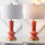 JONATHAN Y 27" Coral/Gold Painting Modern Ceramic Table Lamp for Bedroom Living ... - Image 5