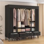 Portable Closets for Hanging Clothes,Clothes Rack with Cover,Portable Wardrobe C... - Image 3