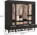 Portable Closets for Hanging Clothes,Clothes Rack with Cover,Portable Wardrobe C... - Image 4