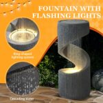 TITIMO 31.9" Outdoor Water Fountain with LED Light, Large Spiral Fountains Curve... - Image 5