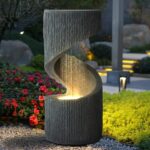 TITIMO 31.9" Outdoor Water Fountain with LED Light, Large Spiral Fountains Curve... - Image 7