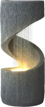 TITIMO 31.9" Outdoor Water Fountain with LED Light, Large Spiral Fountains Curve... - Image 8