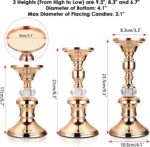 OwnMy Set of 3 Rose Gold Metal Pillar Candlestick Holders Brass Pillar Candle Ho... - Image 4