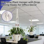 2 Pack Macrame Plant Hanger with Drop Ceiling Hooks, Hanging Planter with Wooden... - Image 3