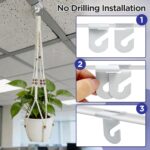 2 Pack Macrame Plant Hanger with Drop Ceiling Hooks, Hanging Planter with Wooden... - Image 4