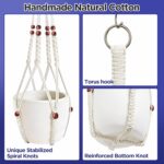2 Pack Macrame Plant Hanger with Drop Ceiling Hooks, Hanging Planter with Wooden... - Image 5