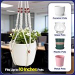 2 Pack Macrame Plant Hanger with Drop Ceiling Hooks, Hanging Planter with Wooden... - Image 6