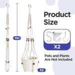 2 Pack Macrame Plant Hanger with Drop Ceiling Hooks, Hanging Planter with Wooden... - Image 7