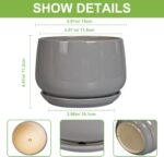 G EPGardening Ceramic Pot for Plants - Modern 6 Inch Round Planter Indoor with D... - Image 4