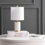 Safavieh Lighting Collection Davion White/ Brass Gold 16-inch Bedroom Living Roo... - Image 4