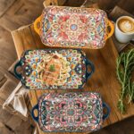 Boho Ceramic Serving Platters with Handles Set of 4, 12Inch Large Serving Dishes... - Image 3