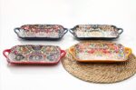 Boho Ceramic Serving Platters with Handles Set of 4, 12Inch Large Serving Dishes... - Image 5