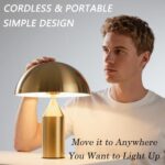 MIXL-Cordless Gold Mushroom Table Lamp,Battery Mushroom Night Light,Wireless Tou... - Image 3