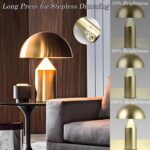 MIXL-Cordless Gold Mushroom Table Lamp,Battery Mushroom Night Light,Wireless Tou... - Image 4