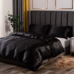 Black Silk Comforter Cover Set Twin Size Silk Like Satin Duvet Cover Set Solid C... - Image 4
