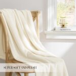 RYB HOME White Fleece Blanket for Couch, Twin Size Premium Velvet Blanket for Co... - Image 3