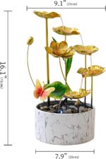 16'' H Large Indoor Water Fountain, Indoor Fountain Tabletop Metal Lotus Flower ... - Image 3