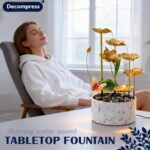 16'' H Large Indoor Water Fountain, Indoor Fountain Tabletop Metal Lotus Flower ... - Image 5