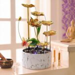 16'' H Large Indoor Water Fountain, Indoor Fountain Tabletop Metal Lotus Flower ... - Image 7