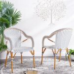 SAFAVIEH Outdoor - California Armchair Set of 2 - White & Navy - Faux Wicker & A... - Image 3