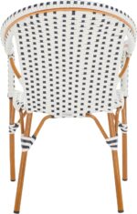SAFAVIEH Outdoor - California Armchair Set of 2 - White & Navy - Faux Wicker & A... - Image 5