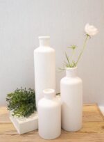 Tall Off-White Ceramic Vase Set of 3– Large Modern Farmhouse Decor Vases for Liv... - Image 3