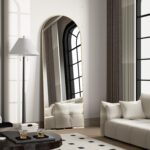 Full Length Mirror, 56"x16" Arch Floor Mirror with Stand, Gold Arched Full Body ... - Image 3