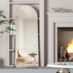 Full Length Mirror, 56"x16" Arch Floor Mirror with Stand, Gold Arched Full Body ... - Image 4