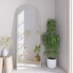 Full Length Mirror, 56"x16" Arch Floor Mirror with Stand, Gold Arched Full Body ... - Image 6